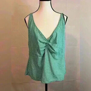 Coco Reef Blue with Black Polka Dots Tankini Bathing‎ Suit Top Womens Sz 20W/42C